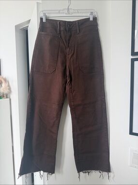 Just Black Brown Raw Hem Ankle Jeans